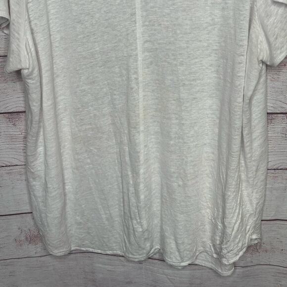 Tahari 100% Linen Short Sleeve V Neckline White Knit Top Tee Shirt Size 2XL - Picture 6 of 6
